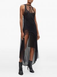 ANN DEMEULEMEESTER Meryl layered crepe and mesh dress