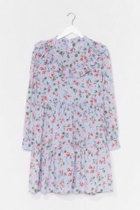 NASTY GAL Not Growing to Happen Floral Mini Dress / blue tiered summer dresses