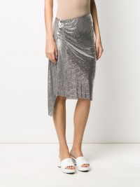 PACO RABANNE chainmail ruched skirt in silver