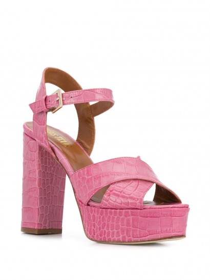 PARIS TEXAS crocodile effect pink-leather platform sole 120mm sandals