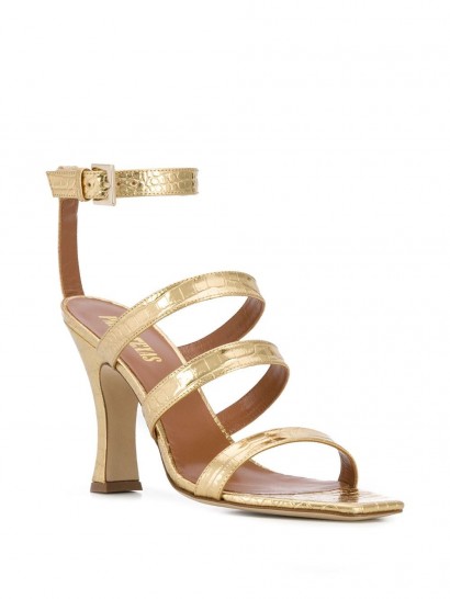 PARIS TEXAS metallic snakeskin effect 95mm sandals – glamorous strappy heels