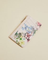 TED BAKER LIBBIEE Pergola leather zip cardholder / flower print cardholders