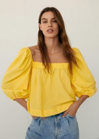 Mango SLEEVES Puff sleeve top in yellow