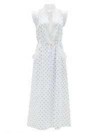 LORETTA CAPONI Rita polka-dot cotton-voile midi dress ~ white summer dresses