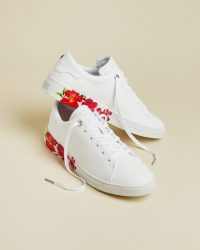 TED BAKER CIRCEE Samba printed cupsole trainers / white flower print sneakers