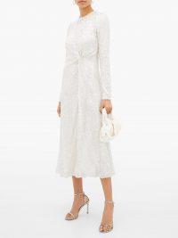 GALVAN White sequinned knotted-front dress