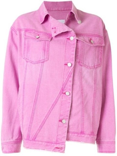 SJYP pink asymmetric denim jacket