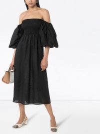 SLEEPER Atlanta off-the-shoulder dress in black