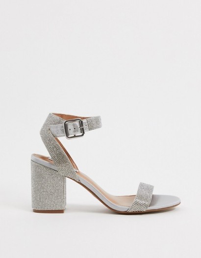 Steve Madden Malia mid heel sandal in rhinestone – glittering block heels