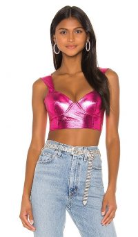 superdown x Draya Michele Wren Bustier Top Pink Metallic