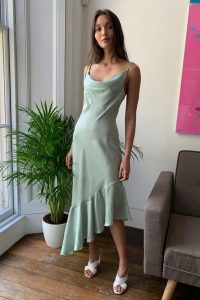 Take Thing’s Flow Satin Midi Dress in mint