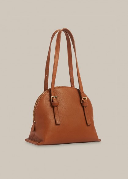 WHISTLES HADLEY BUCKLE DETAIL BAG TAN / brown handbags