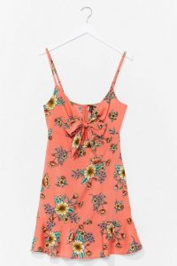 NASTY GAL Tie to Remind Us Floral Mini Dress in Apricot