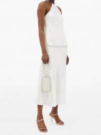 GALVAN Valletta flared satin midi skirt ~ fluid white skirts