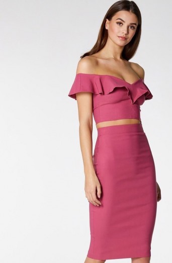 Vesper Jade Dusky Rose bodycon Midi Skirt