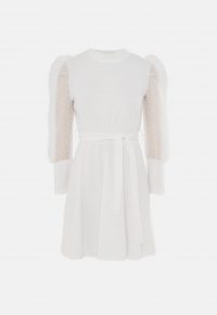 MISSGUIDED white polka dot dobby sleeve skater dress