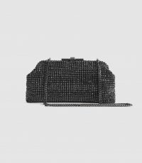 REISS ADALINE EMBELLISHED CLUTCH GUNMETAL ~ glittering evening bags