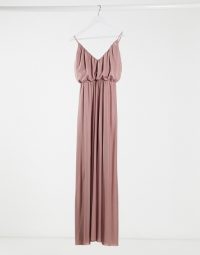 ASOS DESIGN cami plunge maxi dress with blouson top in rose | long spaghetti strap frock