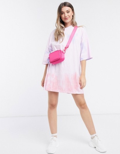 ASOS DESIGN oversized t-shirt dress in pink and orange tie dye print