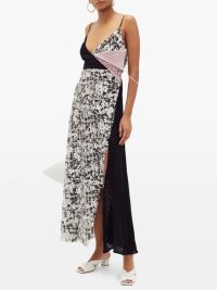 RONI HELOU Ayens floral-print jersey midi dress / spaghetti strap dresses / asymmetric designs