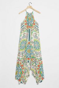 ANTHROPOLOGIE Ella Halter Tunic Dress / handkerchief hem summer dresses