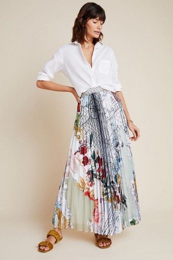 Geisha Designs Janine Pleated Maxi Skirt / mixed prints