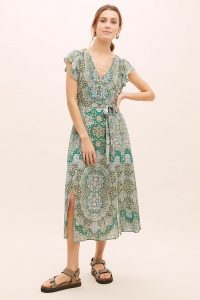 Anthropologie x Kachel Grace Midi Dress Green Motif