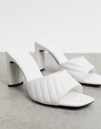 Quilted mules – Bershka pleated heeled mule in white