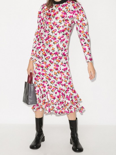 Brøgger Drew floral-print midi dress / frill hem dresses