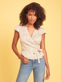 REFORMATION Brielle Top Rosie / rose print wrap tops