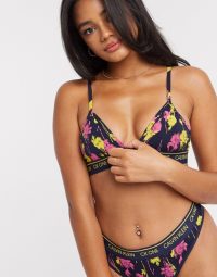 Calvin Klein CK One Cotton unlined triangle bralette in sweet rosie print