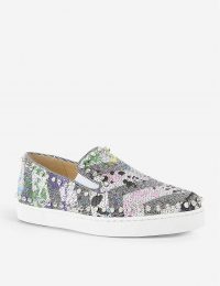 CHRISTIAN LOUBOUTIN Pik boat woman flat paillette splash/sp/ ~ studded slip-ons