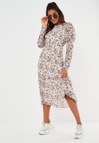 Missguided cream puff sleeve midi smock dress