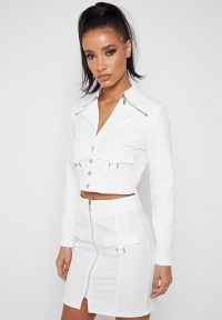 Manière De Voir CROPPED TAILORED JACKET OFF-WHITE