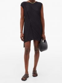 PLEATS PLEASE ISSEY MIYAKE Diagonal-crease technical-pleated mini dress ~ lightweight dresses