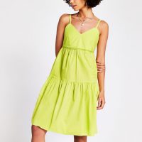 RIVER ISLAND Green sleeveless ladder trim smock dress