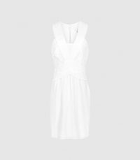 Reiss GWEN RUCHED MINI DRESS WHITE ~ summer party wear