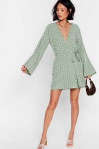 NASTY GAL Kimono Here Often Polka Dot Mini Dress