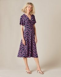 JIGSAW LEAVES JERSEY DRESS FOXGLOVE