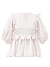 CECILIE BAHNSEN Marie ruffled cotton-poplin blouse | light pink peplum top