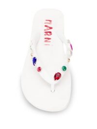 Marni crystal-embellished flip flops ~ white designer flip flop