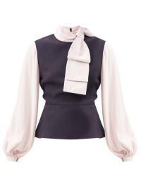 ROKSANDA Megalia bow-neck silk and crepe blouse ~ chic ladylike clothing