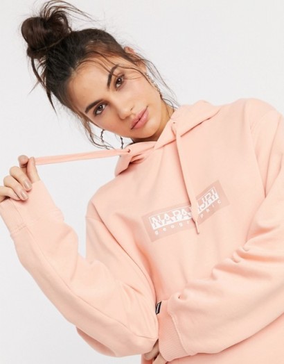 Napapijri Box hoodie in pink – logo hoodies