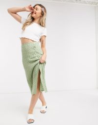 Nobody’s Child midi skirt in ditsy floral print / green skirts