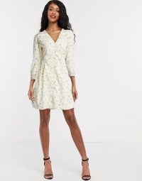 Object mini tea dress in cream floral