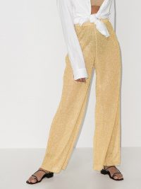 Oséree Lumière metallic wide leg trousers ~ sheer gold pants