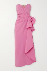 THE ATTICO Gathered stretch-wool midi dress | pink strapless event dresses