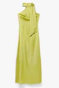 NASTY GAL Raise Your Glass Halter Satin Dress Chartreuse