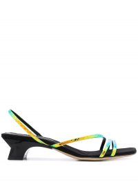 Sergio Rossi Sr. Maiko strappy sandals ~ low heel slingbacks ~ Iridescent snake detail