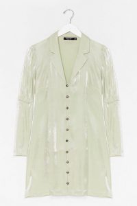 Nasty Gal Shimmer Button Down Soft Blazer Dress Sage – jacket dresses